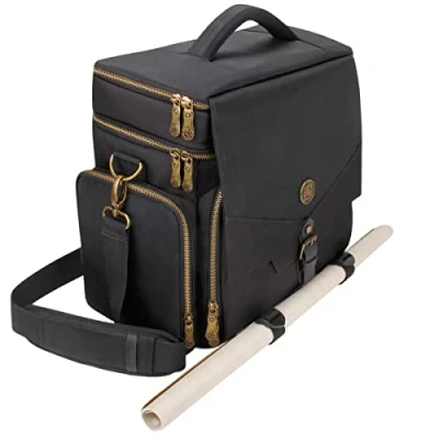 Image of ENHANCE Tabletop DND Bag RPG Adventurer&#039;s Dungeons and Dragons Accessories with Miniatures Storage, Mat Holder, Dice &amp; Token Pockets, Fits 4 8 Books, DM&#039;s Guide, Player&#039;s Handbook (Black)