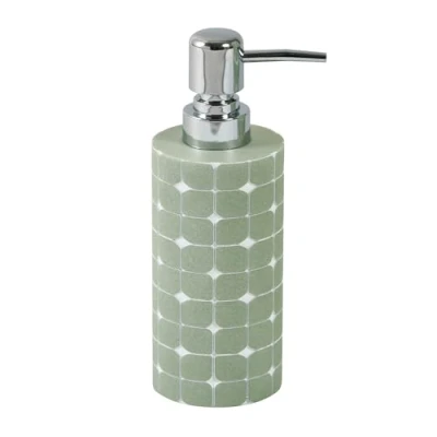 Image of Showerdrape Mosiaca Liquid Soap &amp; Lotion Dispenser, Dish Dispenser For Kitchen Sink, Hand Bathroom, With Pump, Pistachio/White H18 x W6.5 D9cm (Individual)