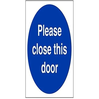Image of VSafety Please Close This Door Mandatory Sign Square 200mm x 1mm Rigid Plastic