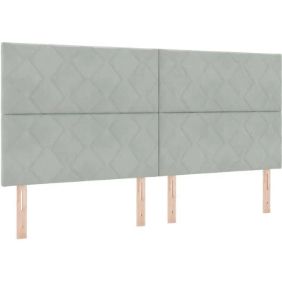 Image of Led Headboard Diamond Blocks Design Light Grey 200 cm Velvet Vidaxl