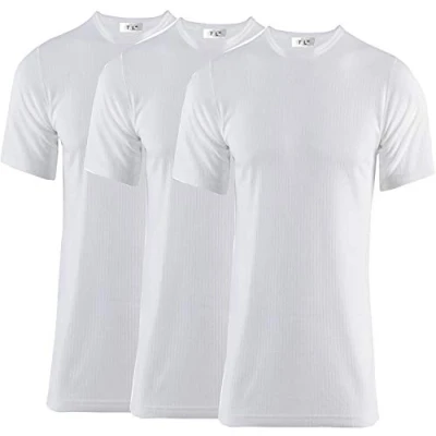 Image of Thread Linens 3 Pack Mens Thermals T Shirt, Body Warmer Base Layer Thermal Underwear Top for Men Size S XXL (White, M)
