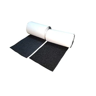 Image of 18CM Wide (Approx 7&quot;) Long Self Adhesive Hook and Loop Strips Set with Super Sticky Glue Nylon Fabric Fastener Black 2m