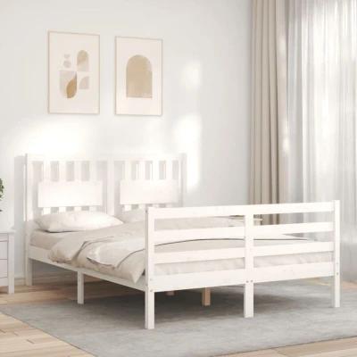 Image of vidaXL Bed Frame without Mattress White 140x190 cm Solid Wood