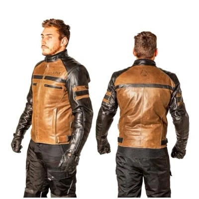 Image of ViPER VPR Cowhide Leather Motorbike Jacket Mens and Womens Touring Motorcycle with Genuine Biker CE Armour (Level AA) Protection Removeable Dual Lining Jackets