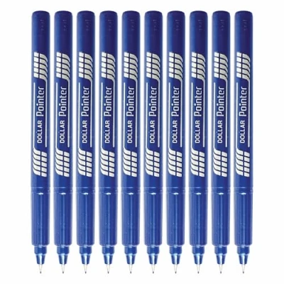 Image of DOLLAR FineLINE Fineliner Pens, BLUE, Fine Point (0.3mm), Pack of 10, Ideal for Writing Drawing Sketching Colouring Drafting Calligraphy Marking