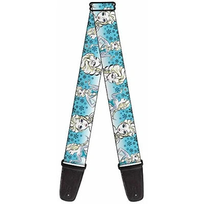 Image of Buckle Down GS WDY232 Guitar Strap &quot;Anna/Snowflakes Frozen Art Collection Poses&quot;