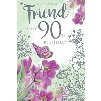 Image of To A Special Friend 90 90th Today Flowers Happy Birthday Card Lovely Verse