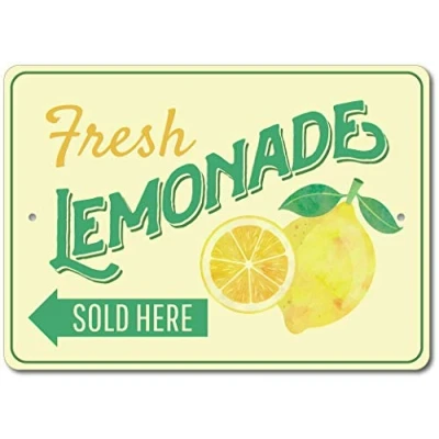 Image of TNND Fresh Lemonade Sign Lemon Decor Aluminum Tin 8x12 inch
