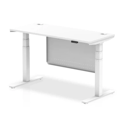 Image of Air 1400x600 Height Adjustable Desk White CP Leg Modesty Panel