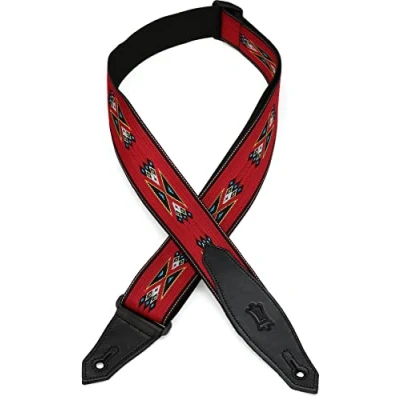 Image of Levy&#039;s MSSN80 Red 2 inch Polypropylene Jacquard Weave Navajo Guitar Straps