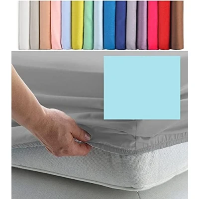 Image of SUPER SINGLE EXTRA WIDE FITTED SHEET 3&#039; 6&quot; X 6&#039; 3&quot; (42&quot; 75&quot;) 22 COLOURS 300TC (Duck Egg Blue, 10)