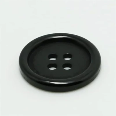 Image of 25 Black 28mm Round Ridge Resin 4 Hole Sewing Crafts Scrapbooking Cardmaking Bling Buttons (Black, 28mm)