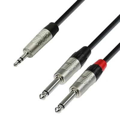 Image of Adam Hall 4 Star Series 3m Rean 3.5mm Jack Stereo to 2x 6.3mm Mono Audio Cable