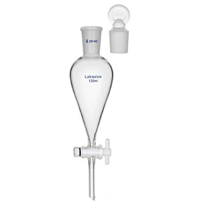 Image of Labasics Borosilicate Glass 125mL Conical Separatory Funnel with PTFE Stopcock,