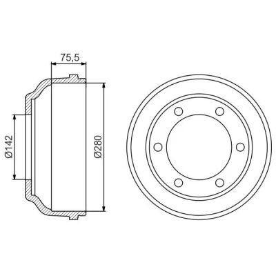 Image of 4041430, 4078770, 4446219, YC1W1126ED Brake Drum BOSCH 0 986 477 195 315mm Rear Axle FORD: Transit Mk5 Platform / Chassis