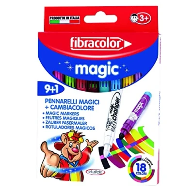 Image of FIBRACOLOR Magic Pack of 9 Ink Marker Pens Chunky Tip + 1 Color Changing Pen