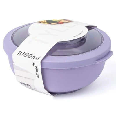 Image of Amuse Tylla Bowl Food Storage Containers with Lid for the Fridge Airtight as Camping Tableware, Salad or Snack 1000 ml Lavender