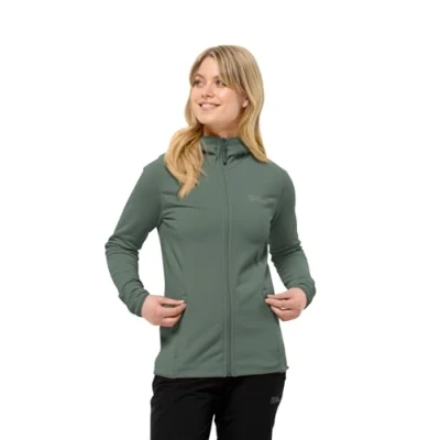 Image of Jack Wolfskin Women&#039;s Baiselberg Hooded Fz W Fleece Jacket, Hedge Green, XS