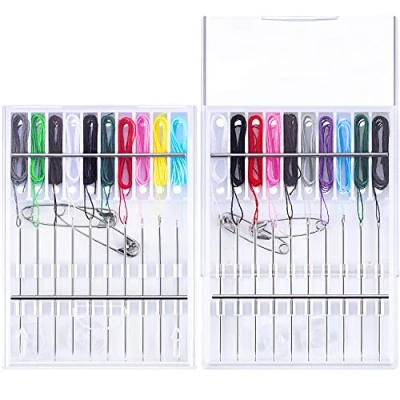 Image of 2 Boxes (20 Pieces) Pre Threaded Needle Kit Assorted Color (White Box)