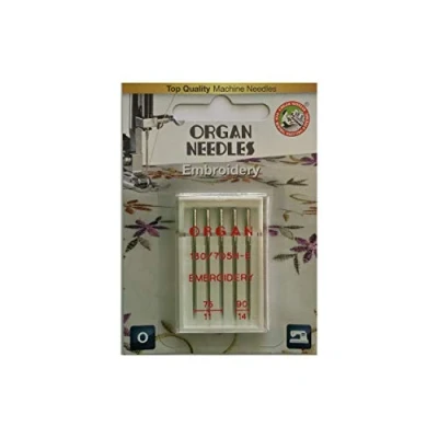 Image of MSB 5 Piece Organ Embroidery Sewing Machine Needles, Sizes 75/11 and 90/14