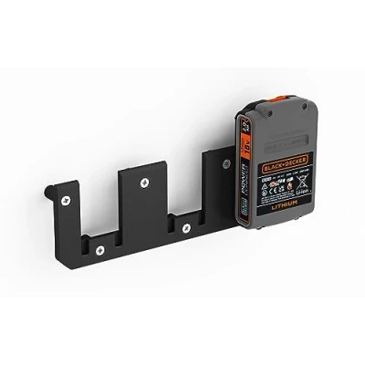 Image of NewGround Designs Battery Wall Mount Suitable for Black + Decker 18 V Batteries Holder (3 Batteries) Including Screws and Dowels [Made in Germany]