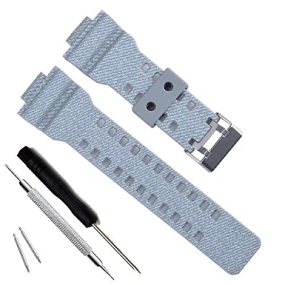 Image of My Time OliBoPo Natural Resin Replacement Watch Band Strap for Casio Mens G Shock GD120/GA 100/GA 110/GA 100C (Cross Pattern Grey)