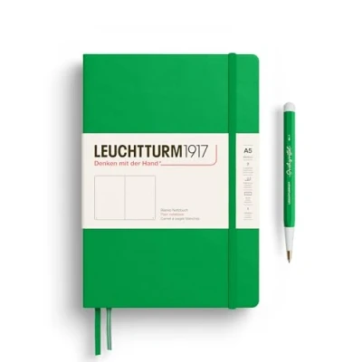 Image of LEUCHTTURM1917 372192 Notebook Medium (A5), Hardcover, 251 Numbered Pages, Spring Leaf, Plain