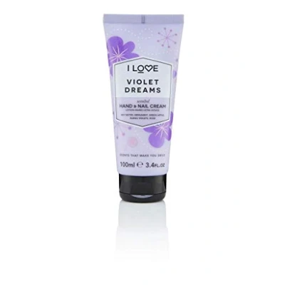 Image of I Love Violet Dreams Scented Hand &amp; Nail Cream, Packed With Shea Butter Coconut Oil to Rejuvenate Nourish the Skin, 93% Naturally Derived Ingredients Including Vitamin, VeganFriendly 100ml