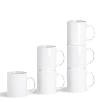 Image of 6x 285ml White China Coffee Mugs By Argon Tableware