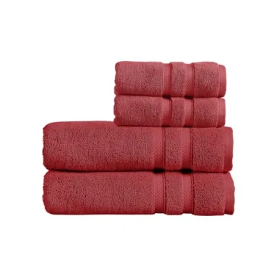 Image of Christy Chroma Red Towel Set of 4 2 Bath Hand Highly Absorbent Heavyweight 675GSM Bold and Bright Soft Smooth Bathroom Shower Towels 100% Cotton Sustainably Made Rouge