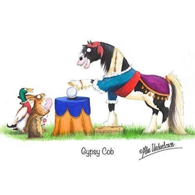 Image of Gypsy cob horse greeting card by Alex Underdown