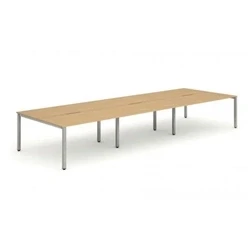 Image of Evolve B2B Silver Frame Bench Desk 1200 Beech (6 Pod) BE298