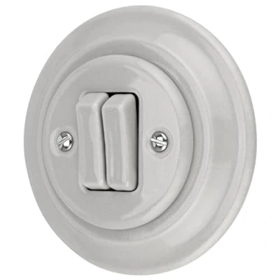 Image of ADAKAT Flush Mounted Porcelain Retro Double Switch, All in One, PR1 Series Light Grey
