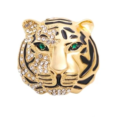 Image of Tiger Crystal Pin Brooch Gold Plated with Czech Crystals