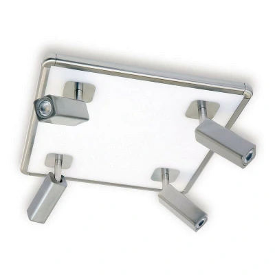 Image of Ibiza Ceiling Spotlight 4 Head with Backlit Light 40W LED Square Satin Nickel 4000K, 3000lm,