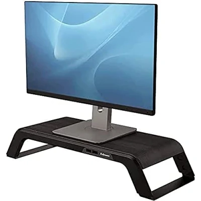Image of Fellowes Hana Monitor Support 230V USB EU UK Metal Base Black