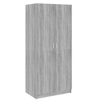 Image of vidaXL Engineered Wood Wardrobe in Grey Sonoma Spacious Storage Solution with Sturdy Frame for Bedrooms