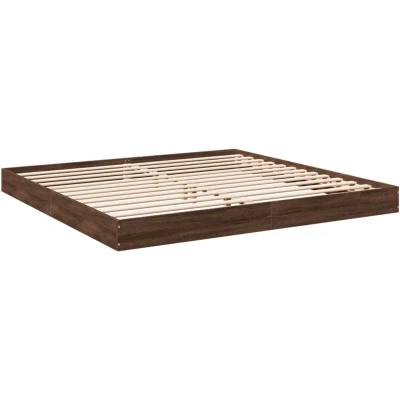 Image of vidaXL Bed Frame without Mattress Brown Oak 180x200 cm Super King Engineered Wood