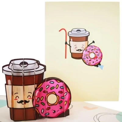 Image of CardPop Coffee &amp; Donuts Pop Up Card 3D Greeting