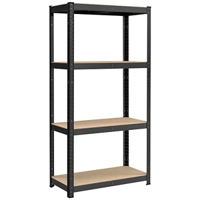 Image of SONGMICS 4 Tier Shelving Units, Set of 2 Steel Unit for Storage, Boltless Assembly, Garage, Shed, Load Capacity 520 kg Each, 40 x 80 160 cm, Black GLR044B02
