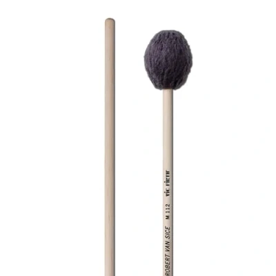 Image of Vic FIrth Signature Series Marimba Mallets M112 Robert Van Sice Yarn Soft Charcoal Grey