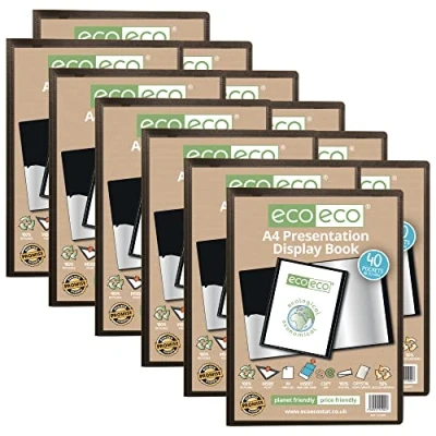 Image of eco A4 50% Recycled 40 Pocket Presentation Display Book Folder (Pack of 12), eco004x12
