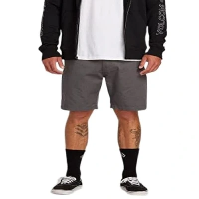 Image of Volcom Men&#039;s Frickin Drifter 20&quot; Chino Walk Short, Charcoal Heather New, 32