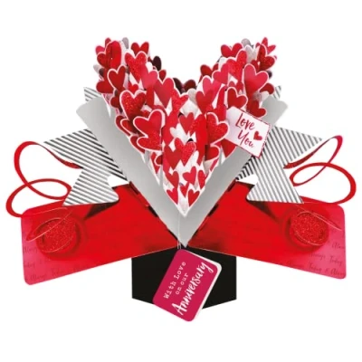 Image of Love Hearts With On Our Anniversary Pop Up Card 3D Greeting Cards POP048V10