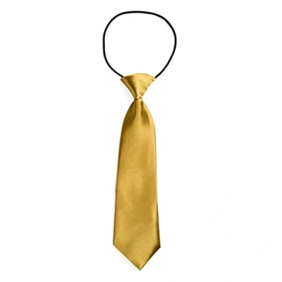 Image of DonDon Children Boys Tie with Elastic Band Silk Look One Size Fits All Gold
