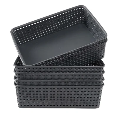 Image of Dynko Plastic Weave Basket, A4 Paper Storage Basket Trays, 6 Packs