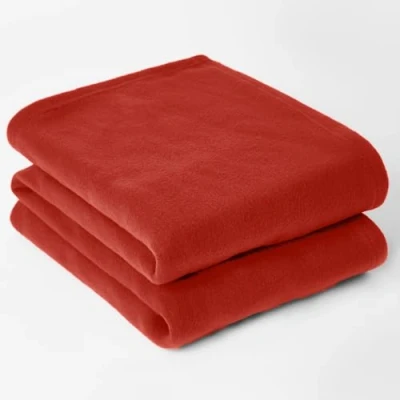 Image of Dreamscene Large Warm Polar Fleece Throw Over Soft Luxury Sofa Bed Blanket, Plain Red 120 x 150 cm