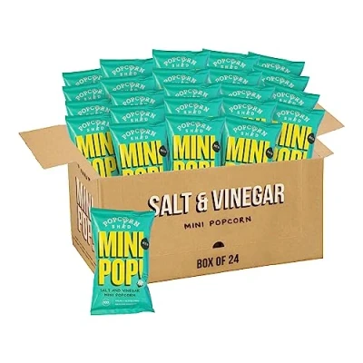 Image of Popcorn Shed Salt &amp; Vinegar (Pack of 24) Vegan, Gluten Free, Dairy Allergen Low Calorie Healthy Mini Snack, Green