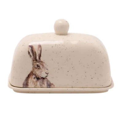 Image of Meg Hawkins Ceramic Country Hare Butter Dish 18 cm