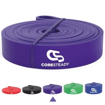 Image of Coresteady Pull Up Bands &amp; Resistance Rubber Heavy Duty Elastic Loop Band for Men Women Build Fit Power Muscle Training, Fitness Assist Ups Gym Exercise Purple, 15 40kg